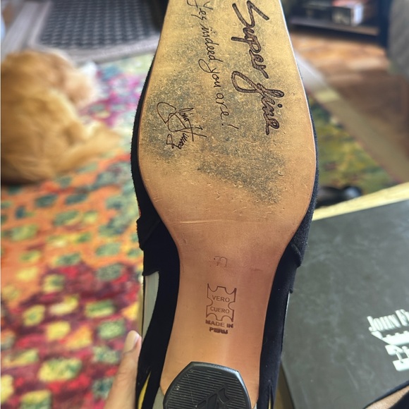 *** SOLD***John Fluevog Black and Pink Geometric Heels Superfine - Picture 9 of 9